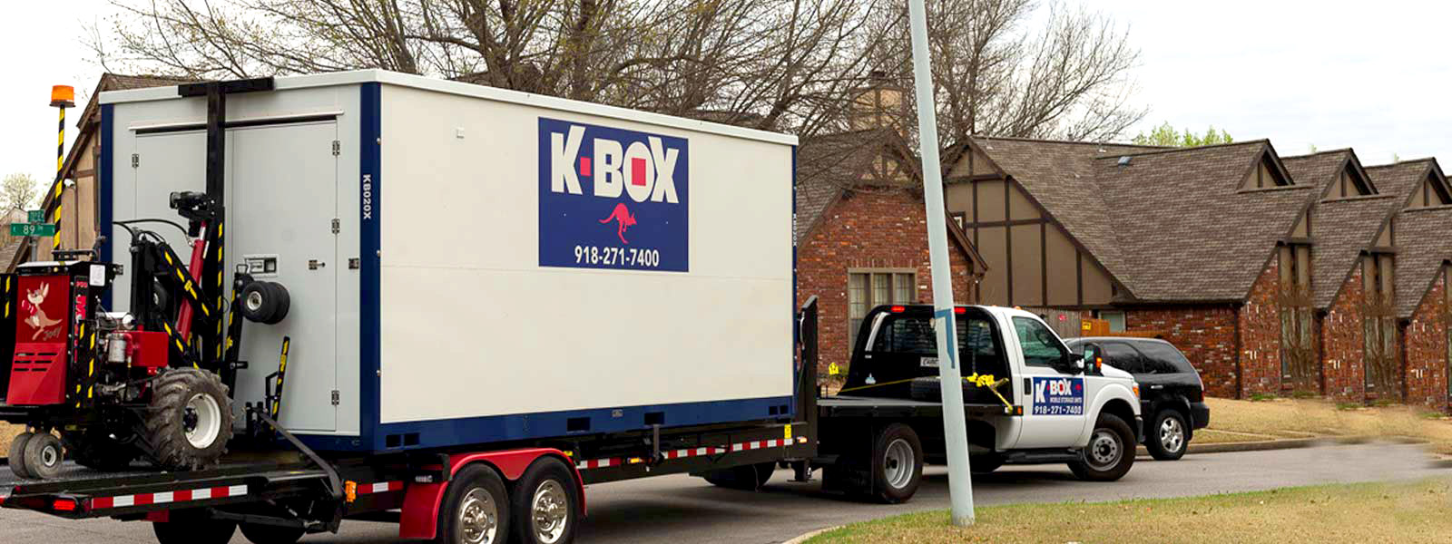 kbox Mobile storage truck delivering storage container in Tulsa